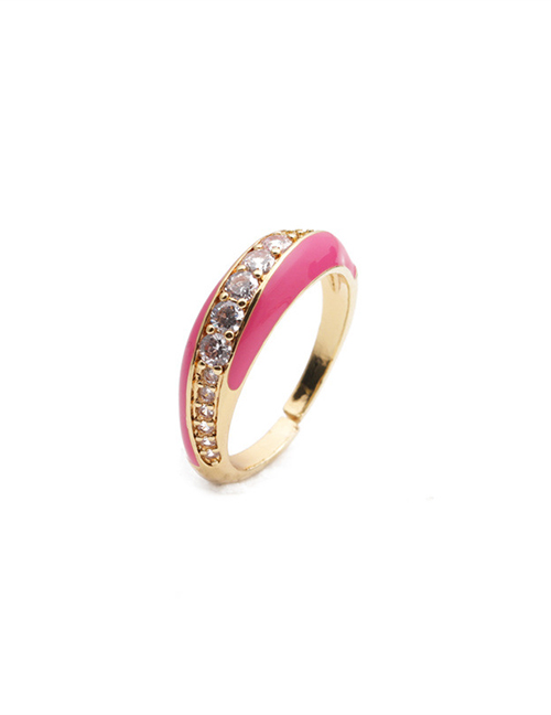 Fashion Cr00359dx Pink Copper Plated Diamond Open Ring
