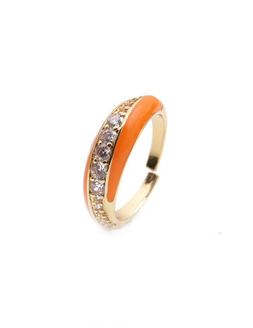 Fashion Cr00359dx Orange Copper Plated Diamond Open Ring