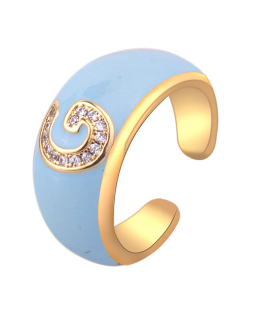 Fashion G Letter Letter Drop Oil Micro Inlaid Zircon Open Ring
