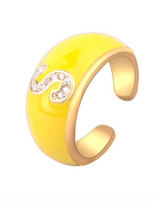 Fashion S Letter Letter Drop Oil Micro Inlaid Zircon Open Ring