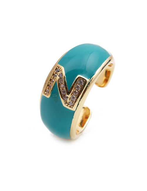 Fashion Z Letter Letter Drop Oil Micro Inlaid Zircon Open Ring