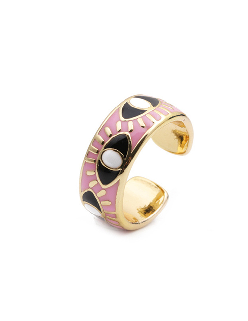 Fashion Cr00356dx3 Pink Copper-plated Dripping Eye Ring