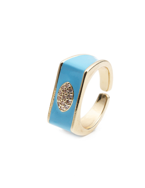Fashion Cr00351dx Blue Inlaid Zircon Geometric Ring
