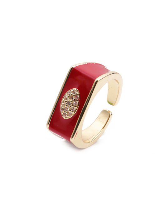 Fashion Cr00351dx Red Inlaid Zircon Geometric Ring