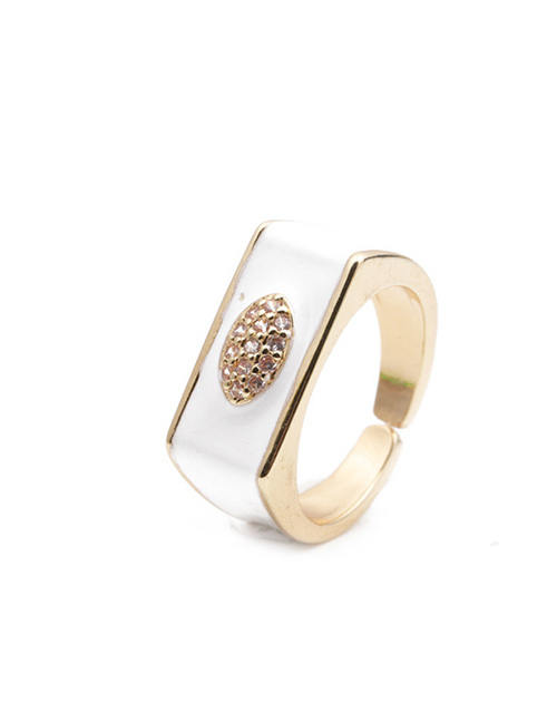 Fashion Cr00351dx White Inlaid Zircon Geometric Ring