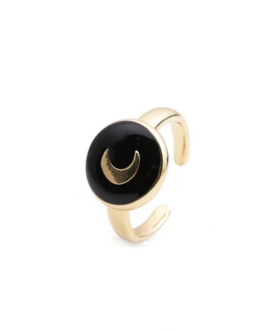 Fashion Cr00346dx Moon Black Copper Plated Moon Drip Ring