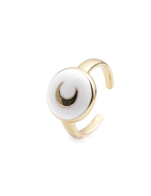 Fashion Cr00346dx Moon White Copper Plated Moon Drip Ring