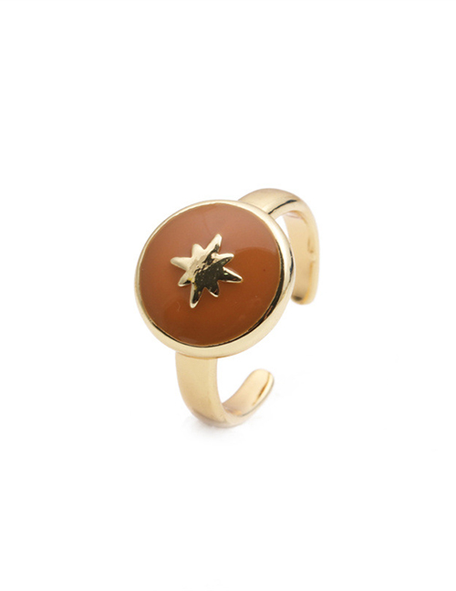 Fashion Cr00347dx Orange Six-pointed Star Copper Plated Star Oil Ring