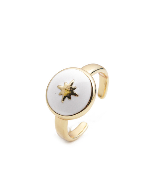 Fashion Cr00347dx White Six-pointed Star Copper Plated Star Oil Ring