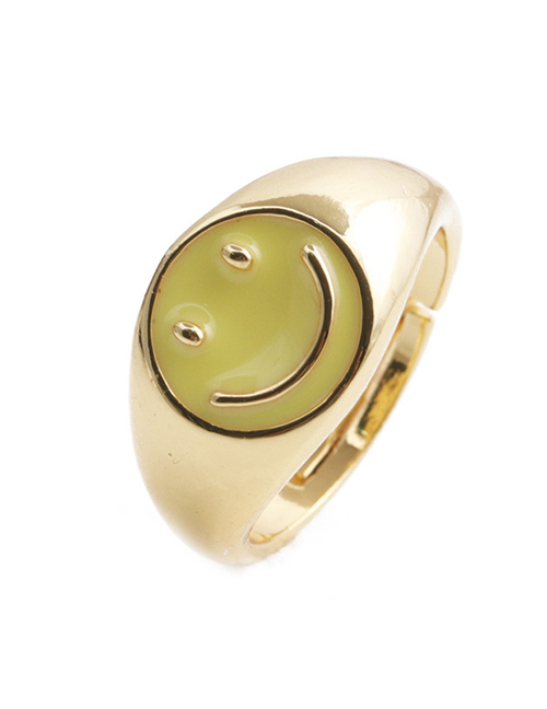 Fashion Cr010135 Smiley Yellow Dx Copper Plated Drip Oil Smiley Ring
