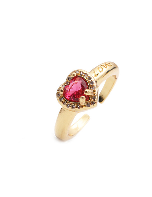 Fashion 1cr0305dx Red Micro Inlaid Love Open Ring
