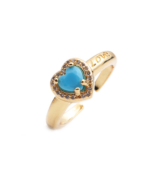 Fashion 1cr0305dx Blue Micro Inlaid Love Open Ring
