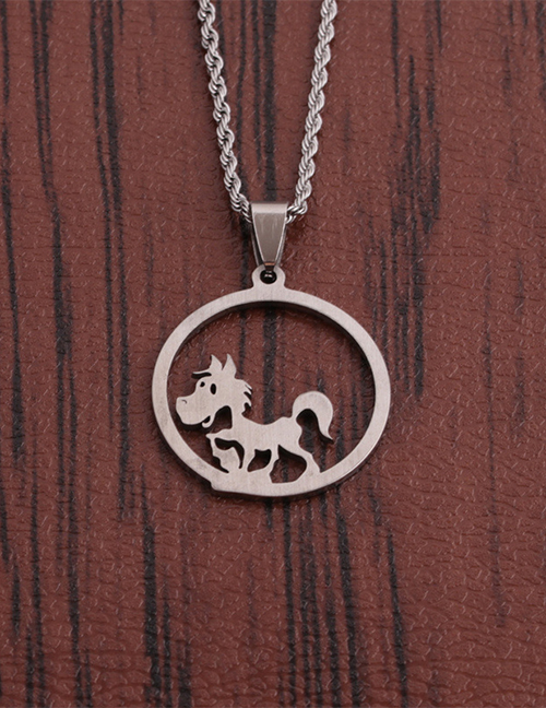 Fashion Ssn00132 Horse Round Titanium Steel Horse Necklace