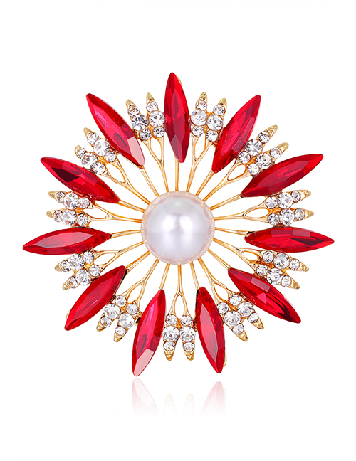 Fashion Al774-a Alloy Diamond Pearl Flower Brooch
