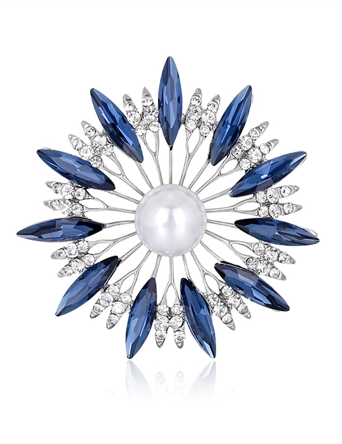 Fashion Al774-b Alloy Diamond Pearl Flower Brooch