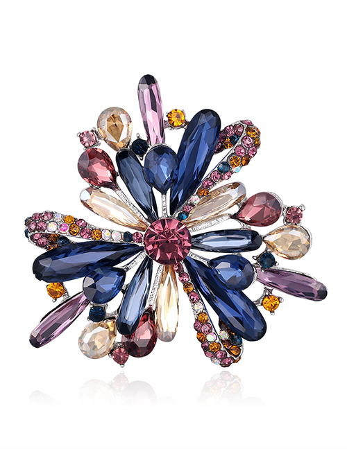 Fashion Al775-a Alloy Diamond Resin Flower Brooch