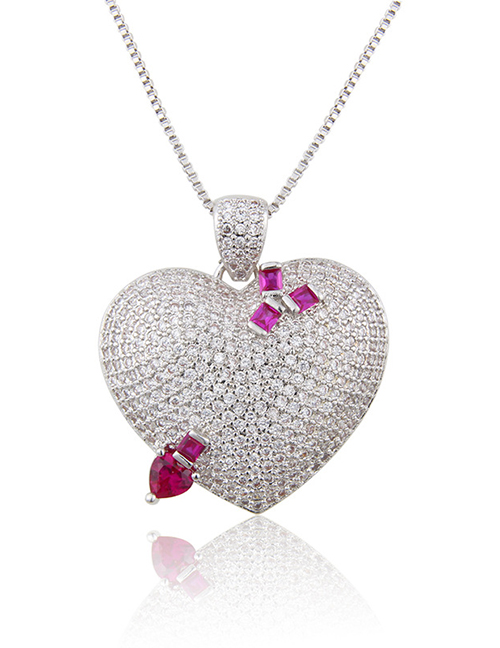 Fashion Platinum-plated White Zirconium Gold-plated Zirconium Heart Necklace