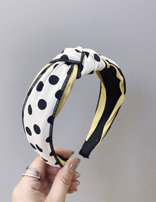 Fashion Yellow Knotted Stitching Polka Dot Headband