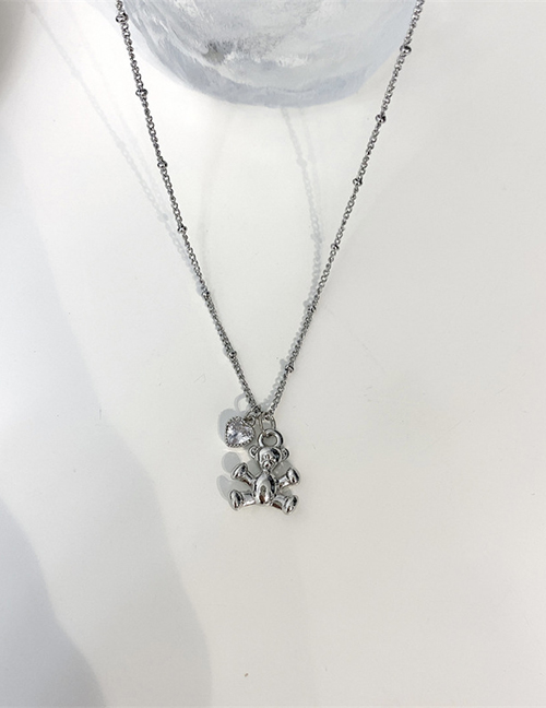 Fashion Silver Color Bear Love Necklace