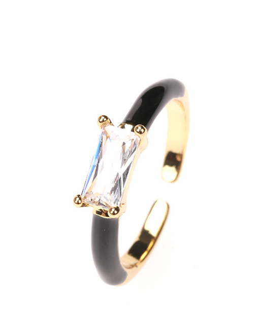 Fashion Rg0463-f Gold-plated Copper Square Zircon Ring