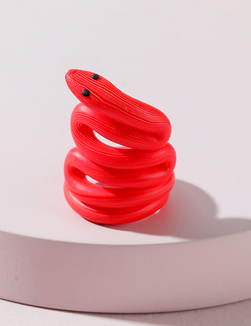 Fashion Red Soft Pottery Snake Ring Set