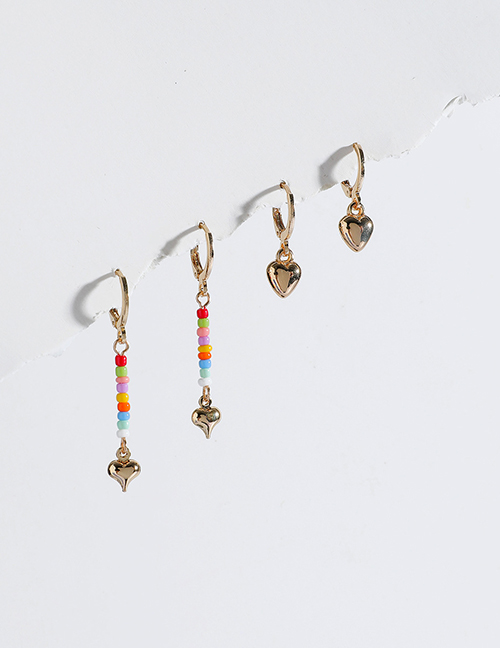 Fashion A2083 Peach Heart Rice Bead Earring Set