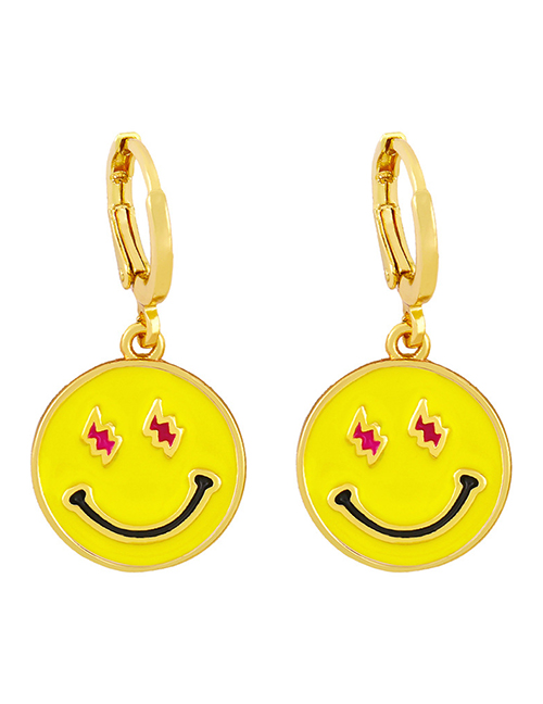 Fashion Rose Red Metal Smiley Earrings