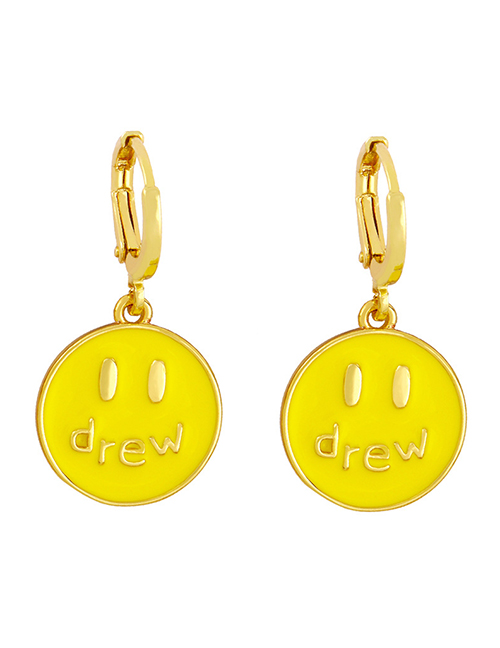 Fashion Yellow Colorful Dripping Letters Smiley Ear Rings