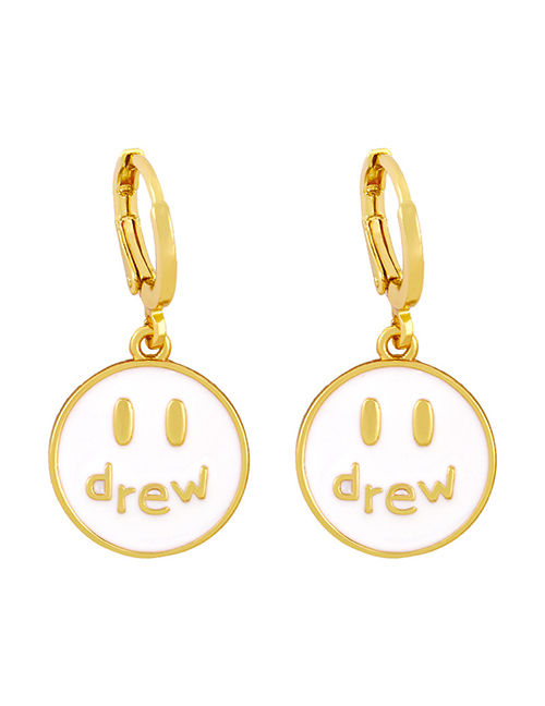 Fashion White Colorful Dripping Letters Smiley Ear Rings