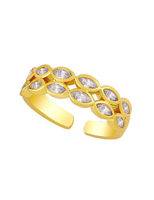 Fashion B Hollow Smiley Geometric Diamond Wide Brim Ring