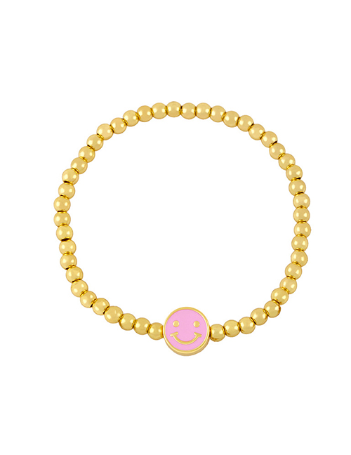 Fashion Pink Gold Plated Beaded Smiley Bracelet