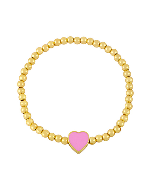 Fashion Pink Gold-plated Beaded Love Heart Bracelet