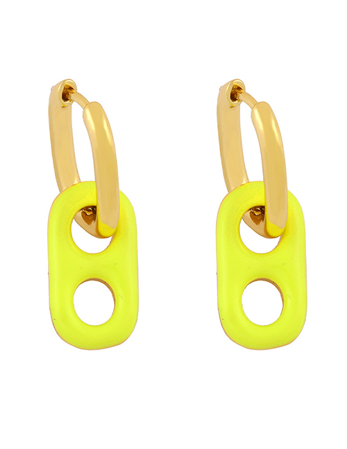 Fashion Yellow Geometric Oval Hollow Earrings