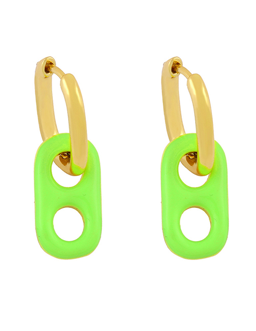 Fashion Green Geometric Oval Hollow Earrings