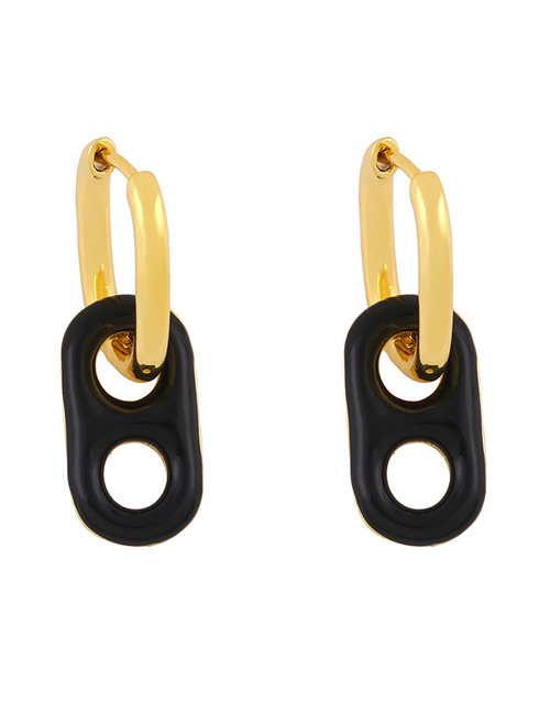 Fashion Black Geometric Oval Hollow Earrings