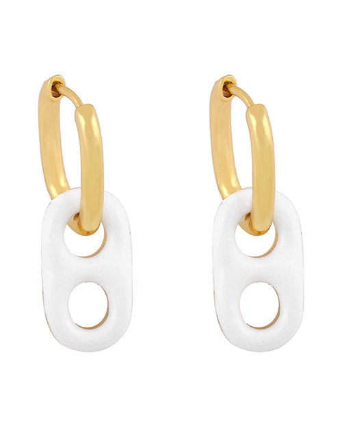 Fashion White Geometric Oval Hollow Earrings