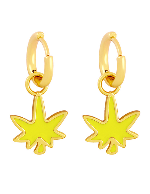 Fashion Yellow Dripping Maple Leaf Ear Rings