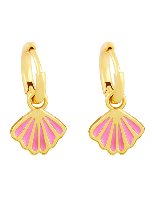 Fashion Pink Oil Drop Scalloped Shell Earrings