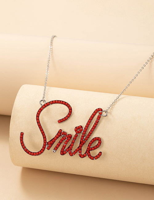 Fashion 18837 Smile Red Diamond Necklace