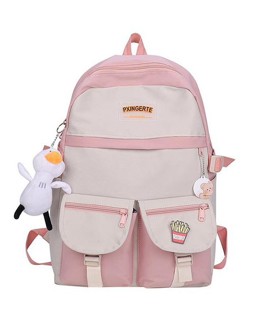 Fashion Pink Without Pendant Contrasting Color Backpack Without Pendant