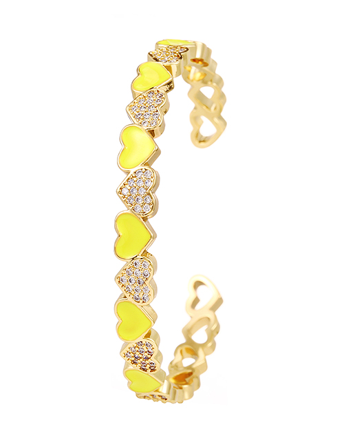 Fashion Yellow Copper Inlaid Zircon Drop Oil Love Bracelet