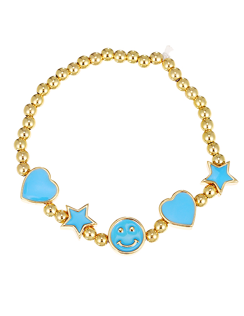 Fashion Blue Copper Beaded Smiley Love Bracelet