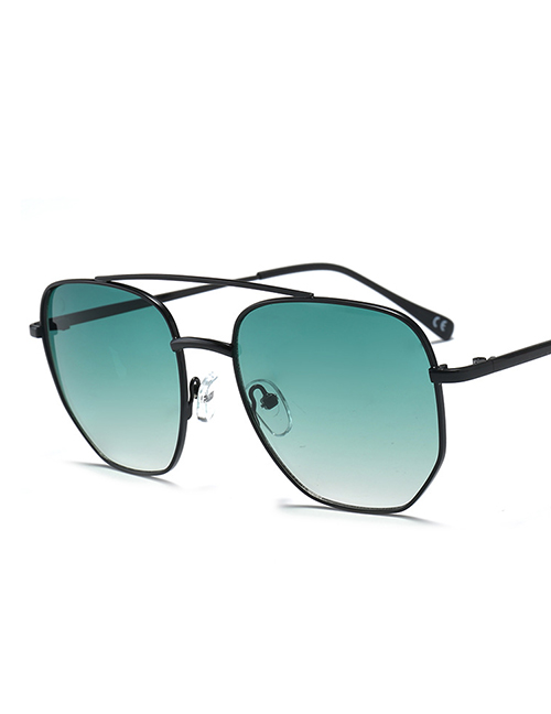 Fashion Black Frame Gradient Green Square Framed Sunglasses