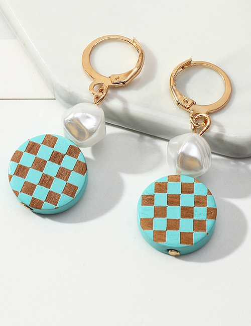 Fashion Blue Round Square Pearl Earrings