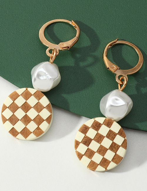 Fashion Beige Round Square Pearl Earrings