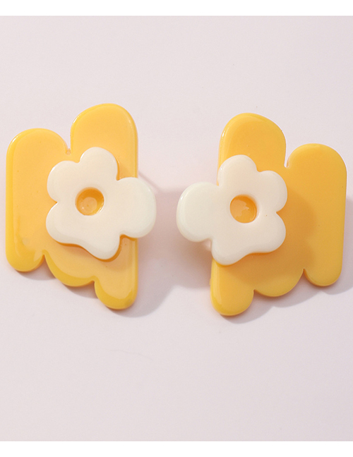 Fashion Yellow Irregular Flower Earrings