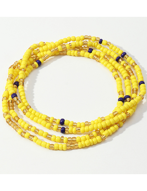 Fashion Yellow Braided Beaded Anklet