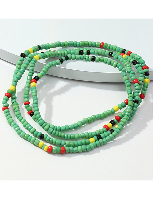 Fashion Green Braided Beaded Anklet