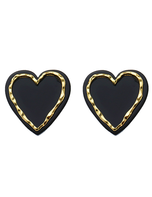 Fashion Black Acrylic Heart Stud Earrings