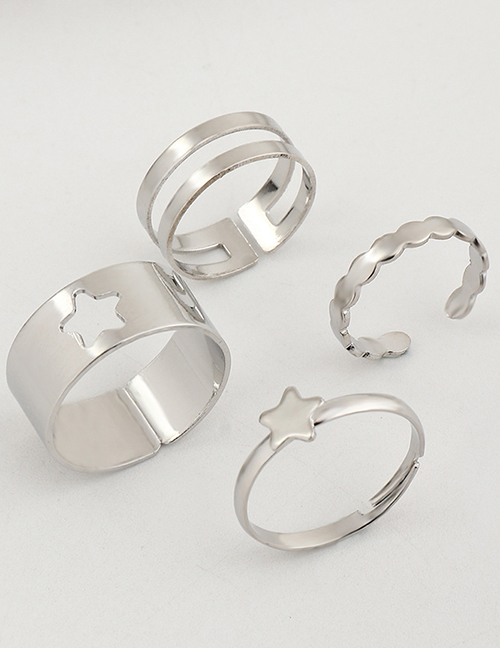 Fashion Rz0629baik Hollow Star Geometric Ring Set